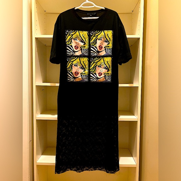 Vintage Canadian designer dress with graphic embellishments - M, gently used - Picture 2 of 5